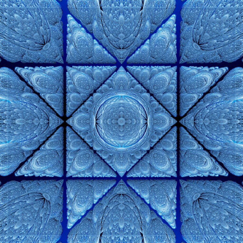a blue abstract background with a circular design