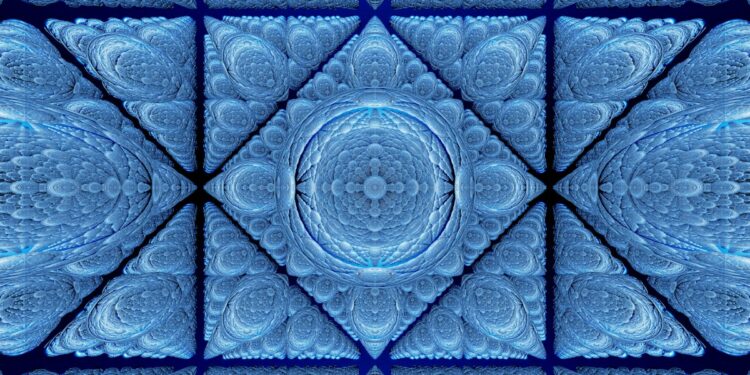 a blue abstract background with a circular design