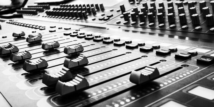 close up photo of audio mixer
