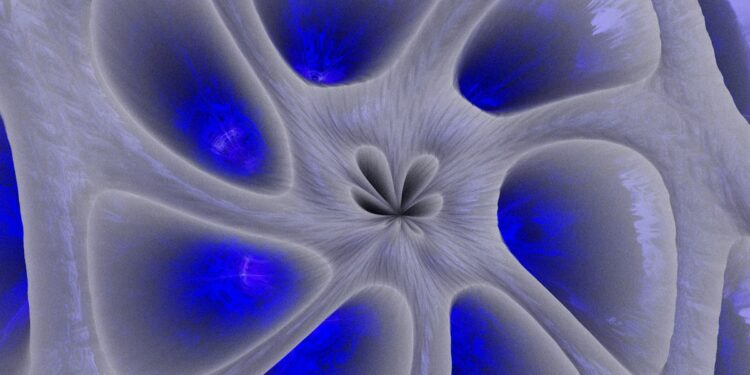 a computer generated image of a blue flower