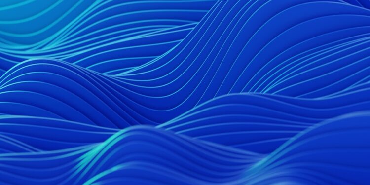 an abstract blue background with wavy lines